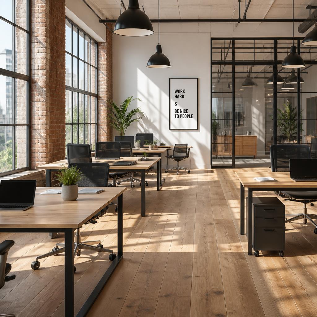 A sunlit modern startup office